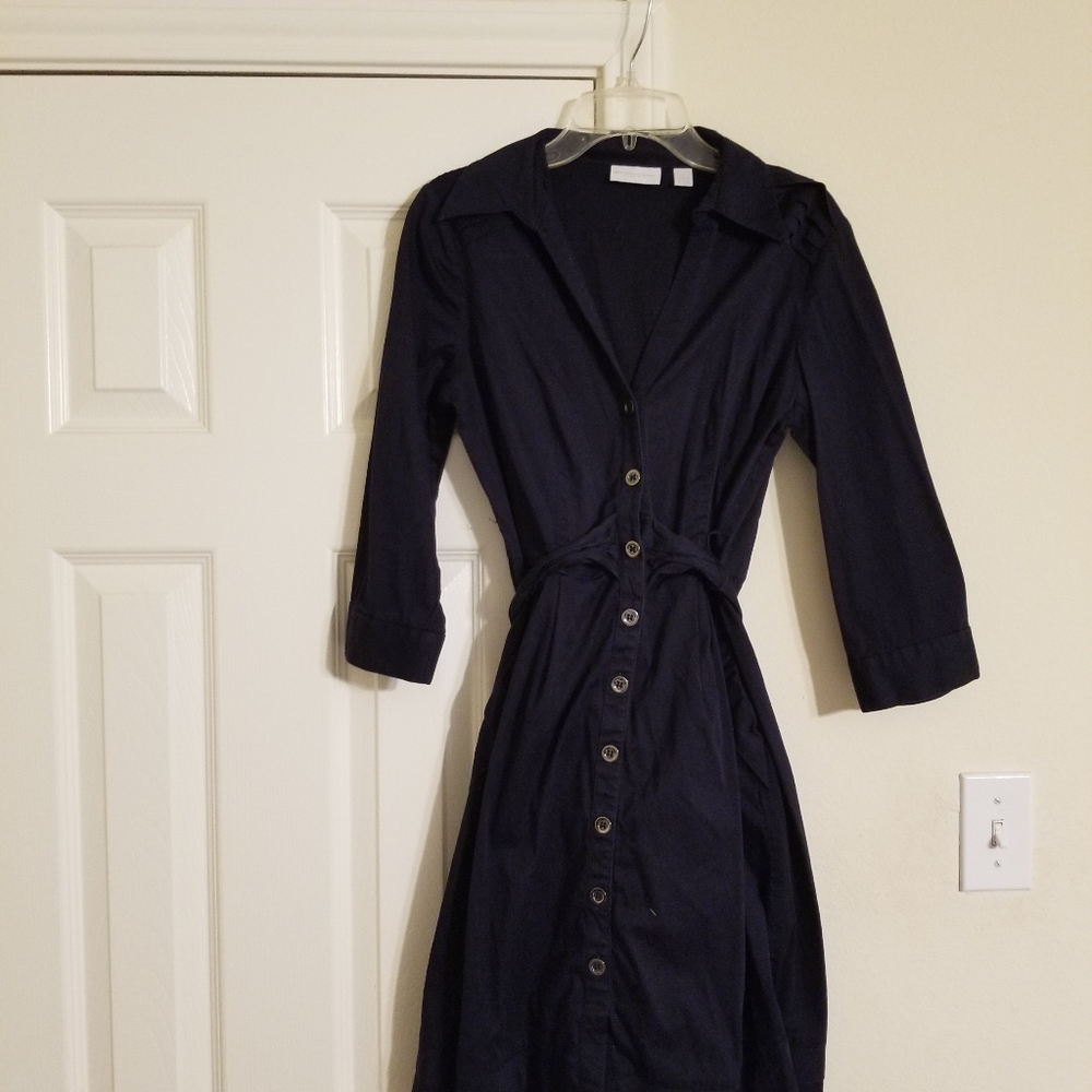 Belted New York and Company navy dress in Size S